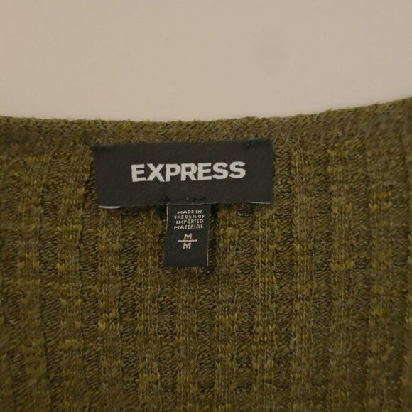 Express Green Medium Wrap / Kimono Sweater Plunging V-Neck Acrylic Rayon - Picture 5 of 6